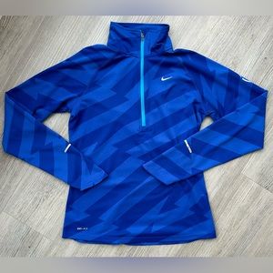 Nike Womens Pullover Quarter Zip Dri-Fit Blue Stripes (medium)